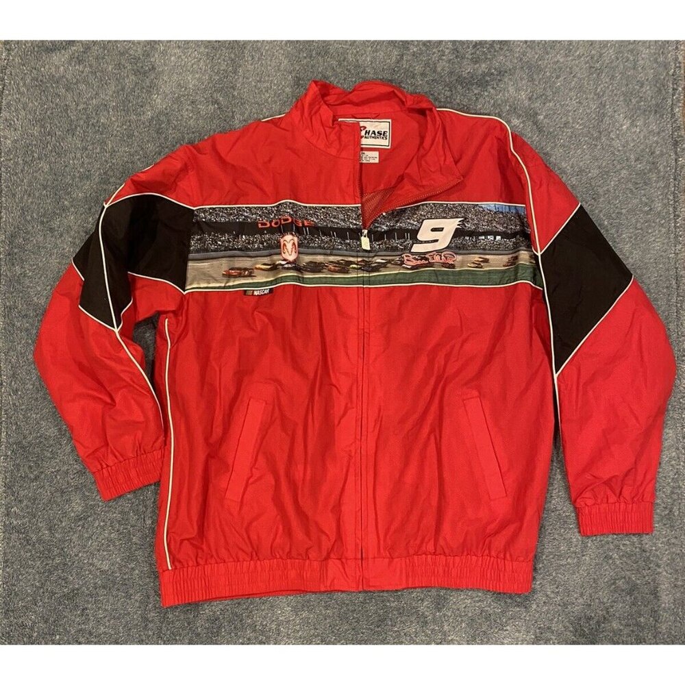 RARE Bill Elliott Dodge Racing Chase Authentics Nylon Jacket Red  Large Nascar